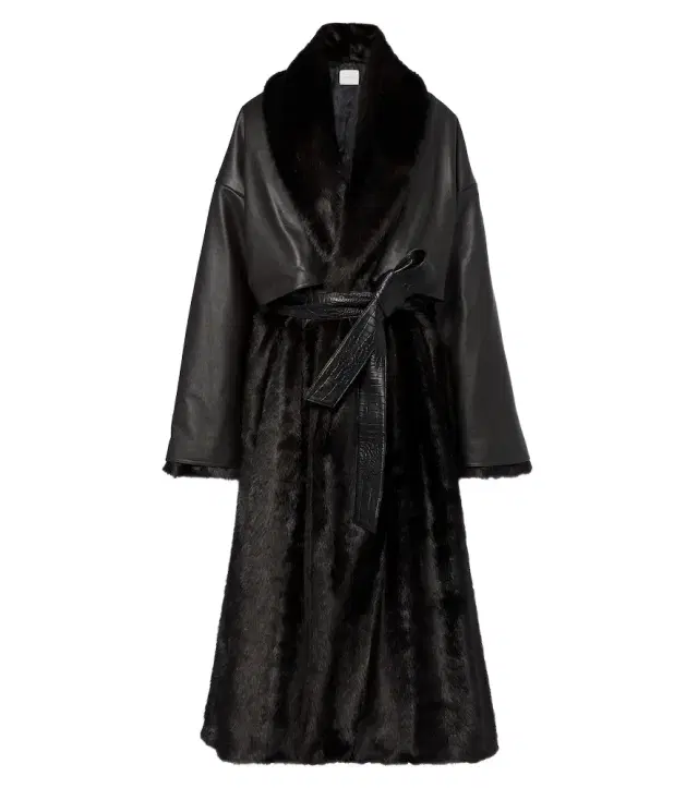 Magda Butrym Belted leather-trimmed coat