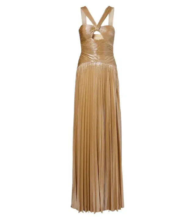 Retrofête Retrofête Solace plissé halterneck gown