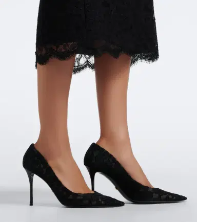 Dolce & Gabbana Leather-trimmed lace pumps | Thumbnail 5