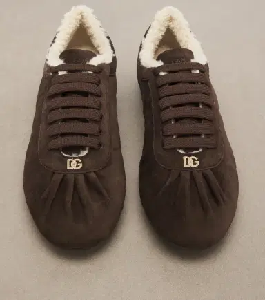 Dolce & Gabbana DG teddy-trimmed suede sneakers | Thumbnail 3