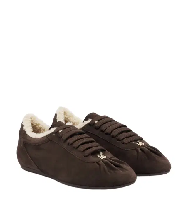 Dolce & Gabbana DG teddy-trimmed suede sneakers