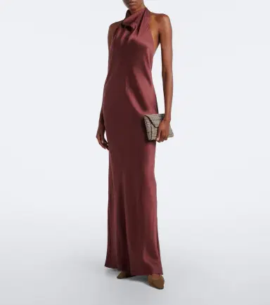 Brunello Cucinelli Halterneck silk satin gown | Thumbnail 2