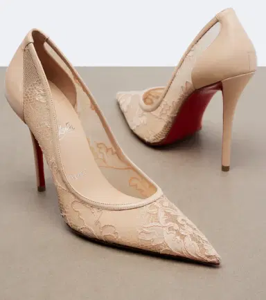 Christian Louboutin Miss Z leather-trimmed lace pumps | Thumbnail 2