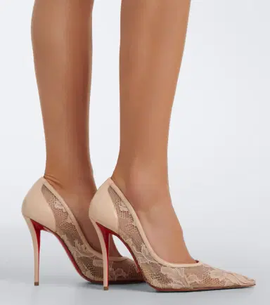 Christian Louboutin Miss Z leather-trimmed lace pumps | Thumbnail 6