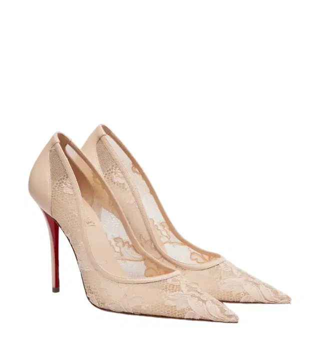 Christian Louboutin Miss Z leather-trimmed lace pumps