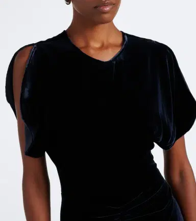 Victoria Beckham Bela gathered velvet midi dress | Thumbnail 4 Victoria Beckham Bela gathered velvet midi dress | Thumbnail 4