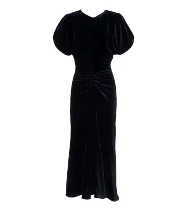 Victoria Beckham Bela gathered velvet midi dress | Thumbnail 1 Victoria Beckham Bela gathered velvet midi dress | Thumbnail 1