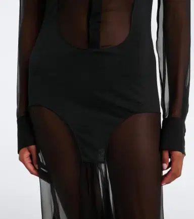 Jean Paul Gaultier Knitted silk-trimmed shirt dress | Thumbnail 3 Jean Paul Gaultier Knitted silk-trimmed shirt dress | Thumbnail 3