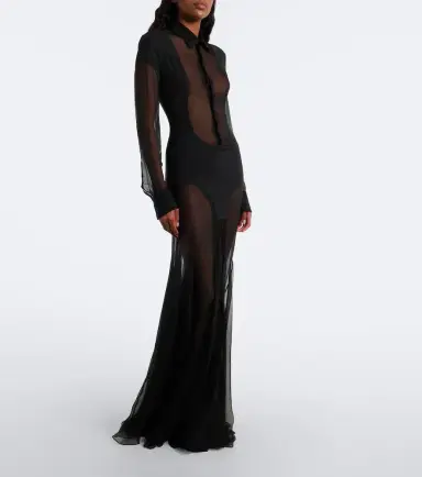 Jean Paul Gaultier Knitted silk-trimmed shirt dress | Thumbnail 4 Jean Paul Gaultier Knitted silk-trimmed shirt dress | Thumbnail 4