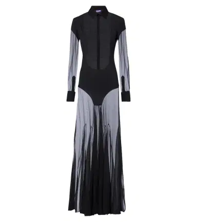 Jean Paul Gaultier Knitted silk-trimmed shirt dress | Thumbnail 1 Jean Paul Gaultier Knitted silk-trimmed shirt dress | Thumbnail 1
