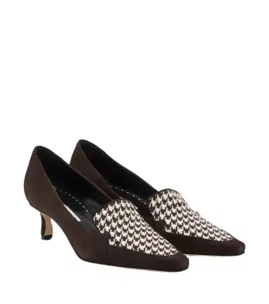 Manolo Blahnik Petusi houndstooth suede pumps | Thumbnail 1