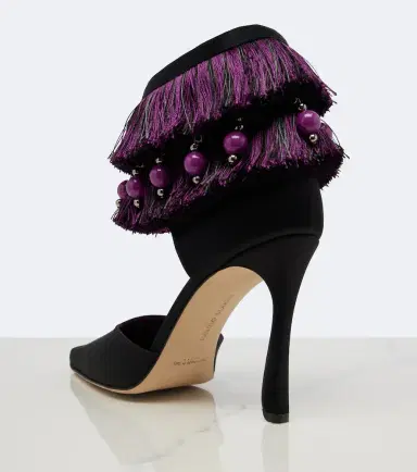 Manolo Blahnik Sorolla embellished fringed satin pumps | Thumbnail 2 Manolo Blahnik Sorolla embellished fringed satin pumps | Thumbnail 2