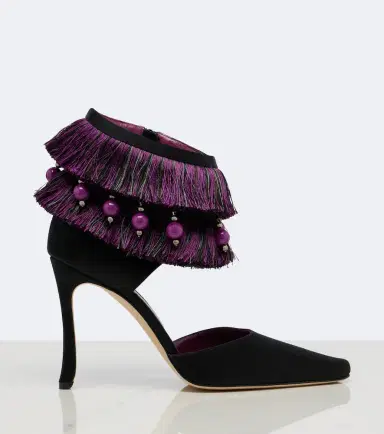 Manolo Blahnik Sorolla embellished fringed satin pumps | Thumbnail 3 Manolo Blahnik Sorolla embellished fringed satin pumps | Thumbnail 3