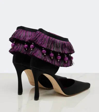 Manolo Blahnik Sorolla embellished fringed satin pumps | Thumbnail 4 Manolo Blahnik Sorolla embellished fringed satin pumps | Thumbnail 4