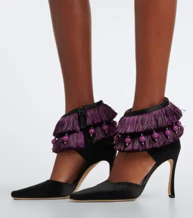 Manolo Blahnik Sorolla embellished fringed satin pumps | Thumbnail 5 Manolo Blahnik Sorolla embellished fringed satin pumps | Thumbnail 5