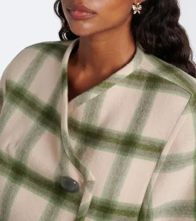 Valentino Plaid shearling-trimmed virgin wool jacket | Thumbnail 3 Valentino Plaid shearling-trimmed virgin wool jacket | Thumbnail 3