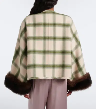 Valentino Plaid shearling-trimmed virgin wool jacket | Thumbnail 6 Valentino Plaid shearling-trimmed virgin wool jacket | Thumbnail 6