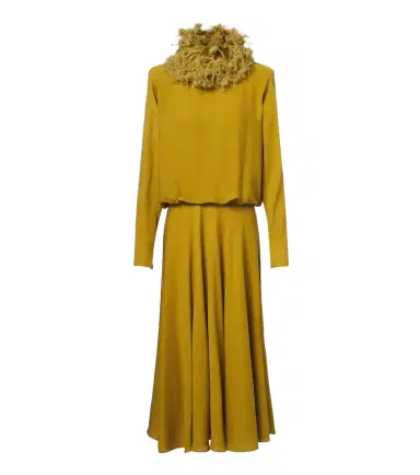 Valentino Feather-trimmed silk georgette midi dress | Thumbnail 1 Valentino Feather-trimmed silk georgette midi dress | Thumbnail 1