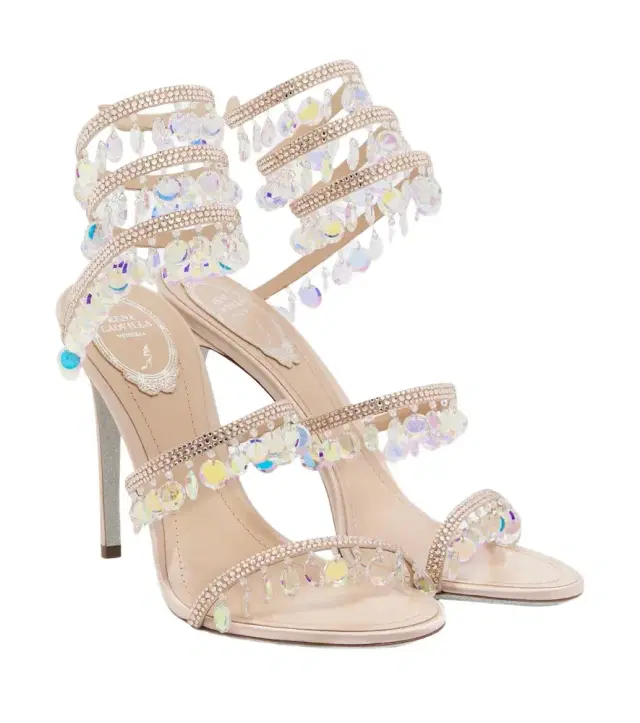 René Caovilla Chandelier embellished satin sandals