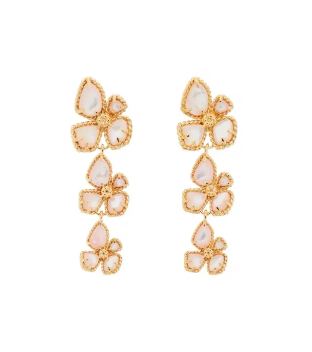 Zimmermann Bloom mother-of-pearl gold-plated drop earrings