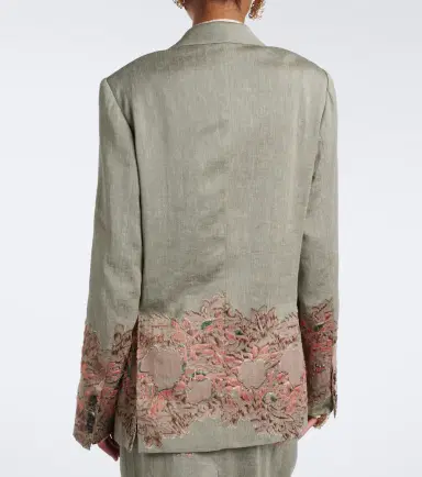 Dries Van Noten Embroidered linen and cotton-blend blazer | Thumbnail 5