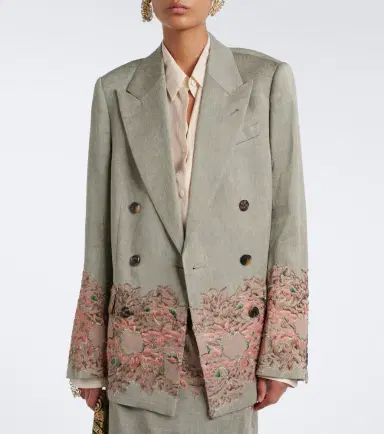 Dries Van Noten Embroidered linen and cotton-blend blazer | Thumbnail 6