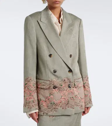 Dries Van Noten Embroidered linen and cotton-blend blazer | Thumbnail 7