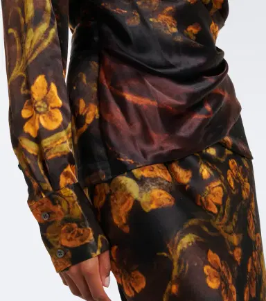 Dries Van Noten Draped floral silk satin wrap top | Thumbnail 3
