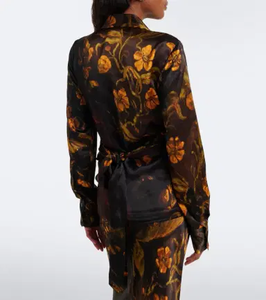 Dries Van Noten Draped floral silk satin wrap top | Thumbnail 6