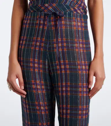 Dries Van Noten Plaid lamé straight pants | Thumbnail 2