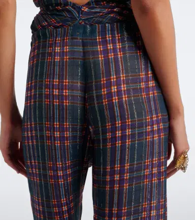 Dries Van Noten Plaid lamé straight pants | Thumbnail 3