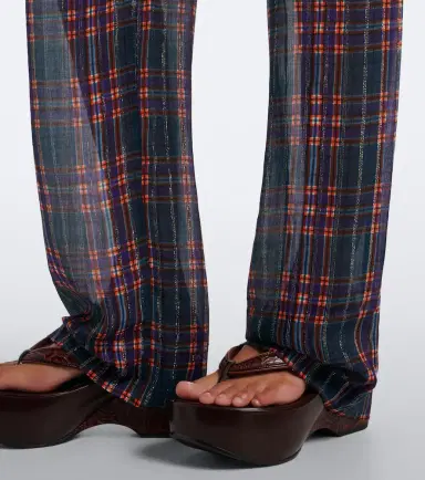 Dries Van Noten Plaid lamé straight pants | Thumbnail 4