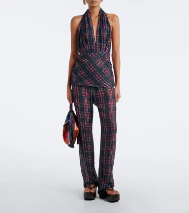 Dries Van Noten Plaid lamé straight pants | Thumbnail 5