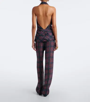 Dries Van Noten Plaid lamé straight pants | Thumbnail 6
