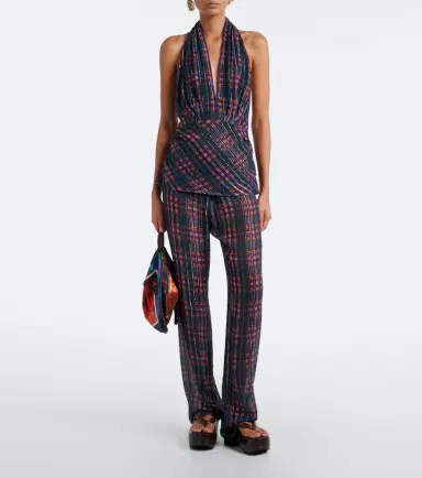 Dries Van Noten Plaid lamé halterneck top | Thumbnail 2