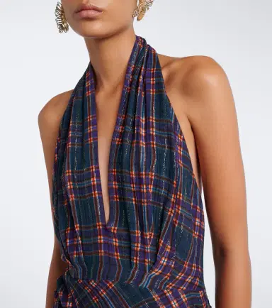 Dries Van Noten Plaid lamé halterneck top | Thumbnail 5