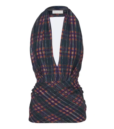 Dries Van Noten Plaid lamé halterneck top | Thumbnail 1