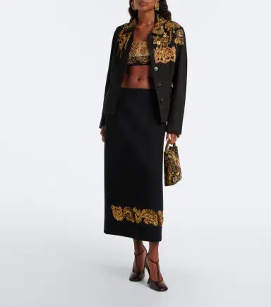 Dries Van Noten Embellished wool-blend twill midi skirt | Thumbnail 5