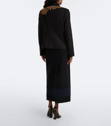 Dries Van Noten Embellished wool-blend twill midi skirt | Thumbnail 6