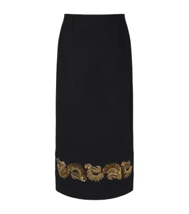 Dries Van Noten Embellished wool-blend twill midi skirt | Thumbnail 1