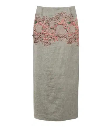 Dries Van Noten Embroidered linen and cotton-blend midi skirt | Thumbnail 1