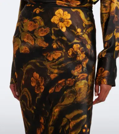 Dries Van Noten Floral silk satin slip skirt | Thumbnail 2
