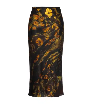 Dries Van Noten Floral silk satin slip skirt | Thumbnail 1