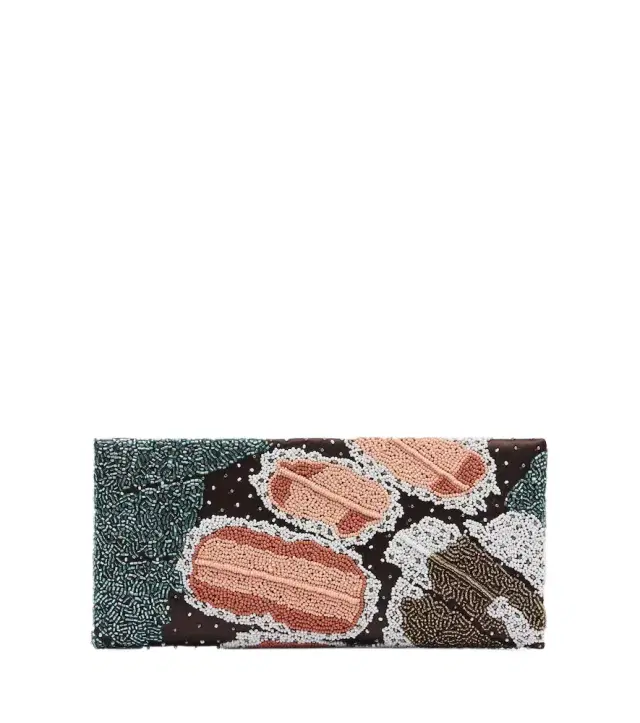 Staud Muse Small beaded satin clutch