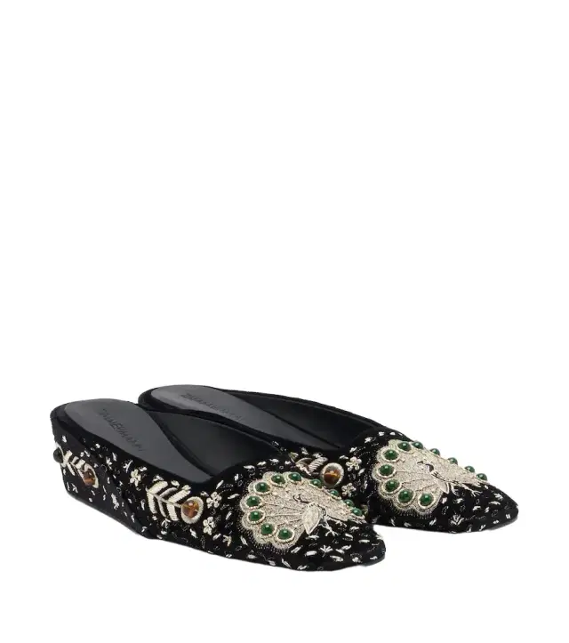 Zimmermann Atelier embellished velvet wedge mules