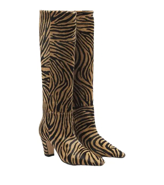 aeyde Silva zebra-print calf hair knee-high boots