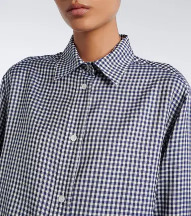 Loewe Double L gingham silk twill shirt | Thumbnail 3 Loewe Double L gingham silk twill shirt | Thumbnail 3