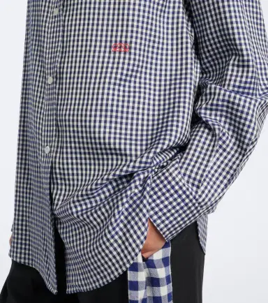 Loewe Double L gingham silk twill shirt | Thumbnail 4 Loewe Double L gingham silk twill shirt | Thumbnail 4