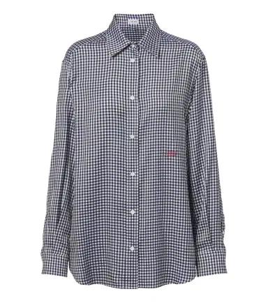 Loewe Double L gingham silk twill shirt | Thumbnail 1 Loewe Double L gingham silk twill shirt | Thumbnail 1