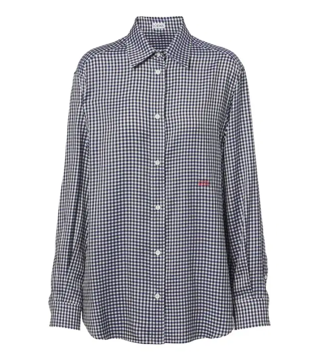 Loewe Double L gingham silk twill shirt